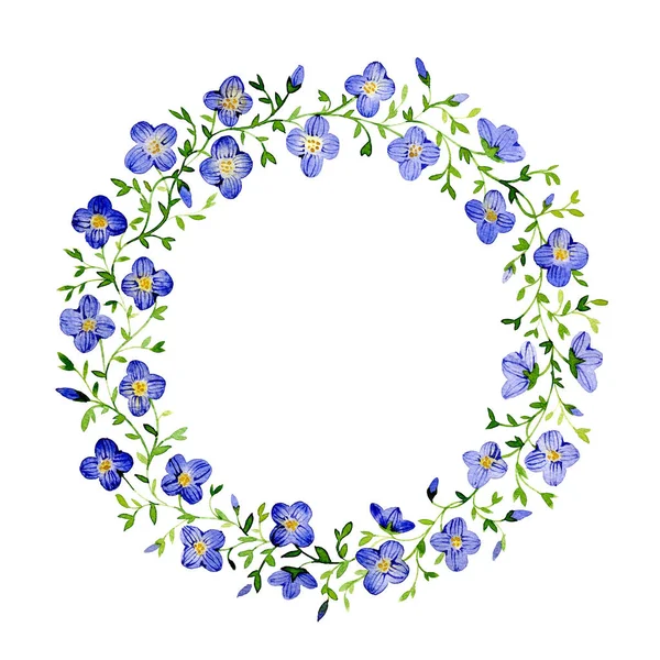 Акварель цветочная. Синие маленькие цветки — стоковое фото