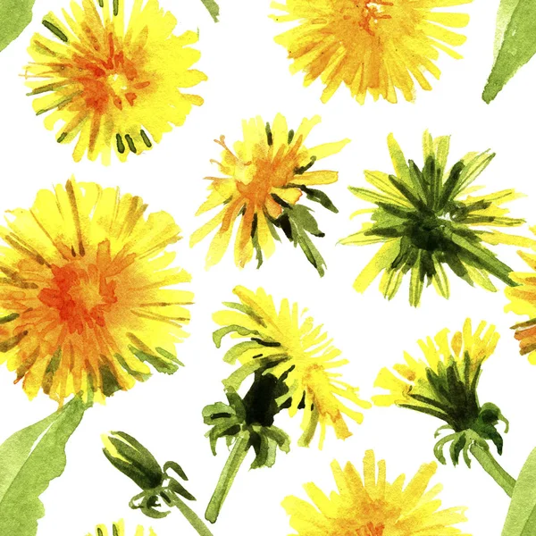 Watercolor dandelions. Seamless pattern.