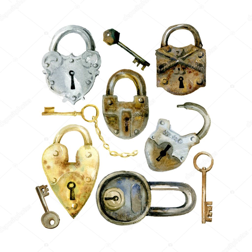 Old lock and keys set