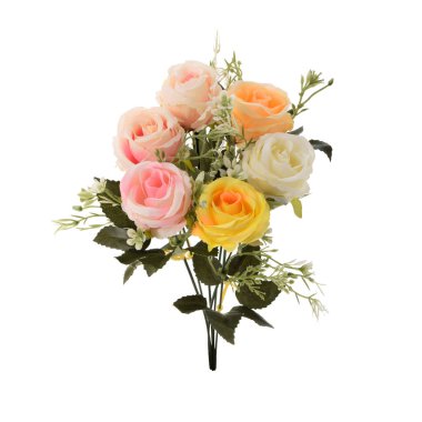 Beyaz arkaplanda izole edilmiş yapay gül çiçekleri  