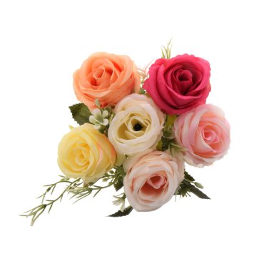 Beyaz arkaplanda izole edilmiş yapay gül çiçekleri  