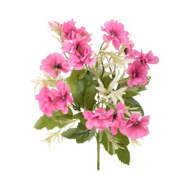 Beyaz arkaplanda izole edilmiş renkli yapay çiçekler  