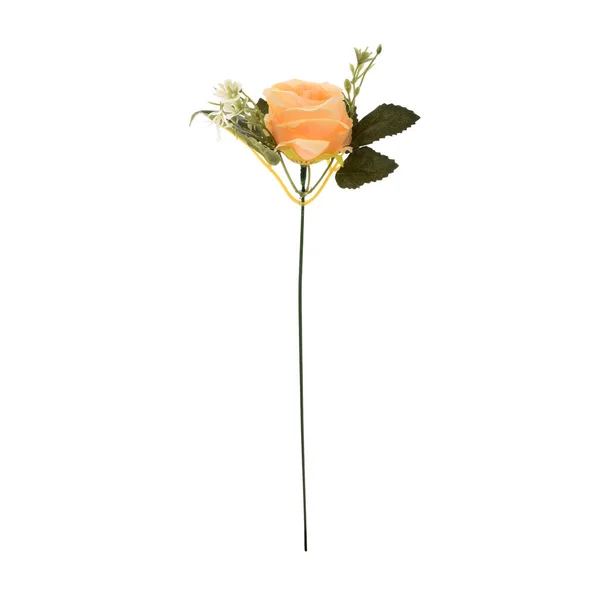Flor Rosa Artificial Isolada Fundo Branco — Fotografia de Stock