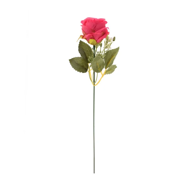 Fleur Rose Artificielle Isolée Sur Fond Blanc — Photo