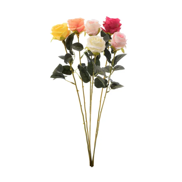 Flores Rosas Artificiais Isoladas Fundo Branco — Fotografia de Stock
