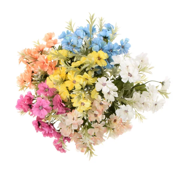 Bunte Künstliche Blumen Isoliert Auf Weißem Hintergrund — Stockfoto