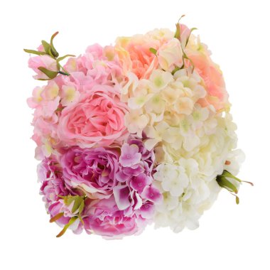 beyaz arkaplanda izole edilmiş yapay çiçekler  