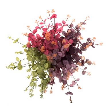 Beyaz arkaplanda yapay çiçekler izole edildi 