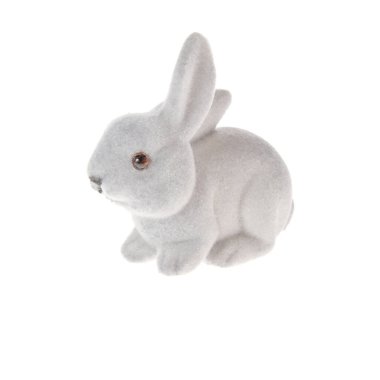 Paskalya dekoratif tavşan figürü beyaz arkaplanda izole edildi  