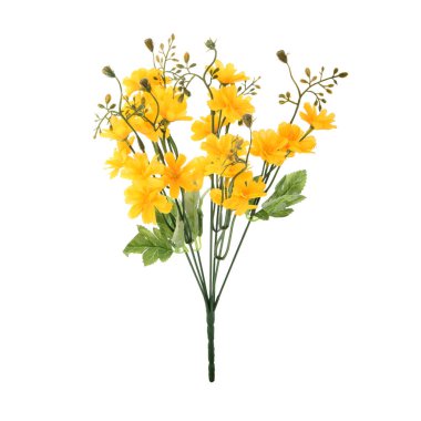 Beyaz arkaplanda yapay çiçekler izole edildi 