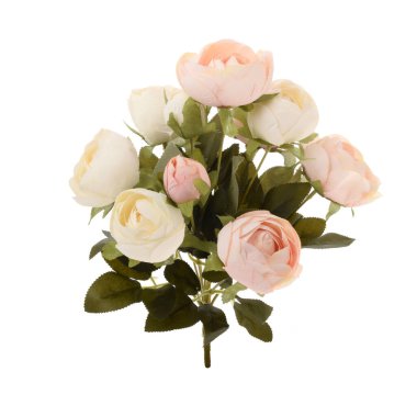 Beyaz arkaplanda izole edilmiş yapay gül çiçekleri  