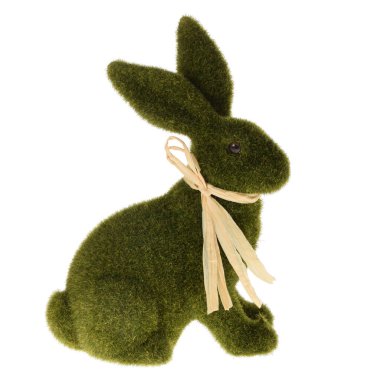 Paskalya dekoratif tavşan figürü beyaz arkaplanda izole edildi  