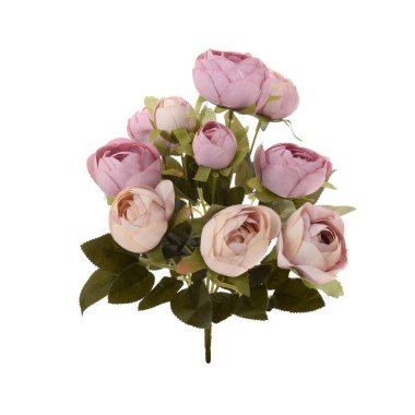 Beyaz arkaplanda izole edilmiş yapay gül çiçekleri  