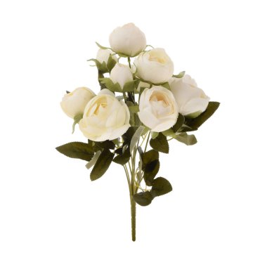 Beyaz arkaplanda izole edilmiş yapay gül çiçekleri  