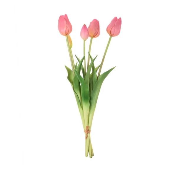 Tulipanes Artificiales Flores Aisladas Sobre Fondo Blanco —  Fotos de Stock