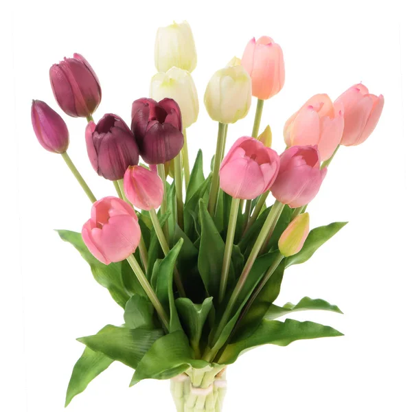 Künstliche Tulpen Blumen Isoliert Auf Weißem Hintergrund — Stockfoto