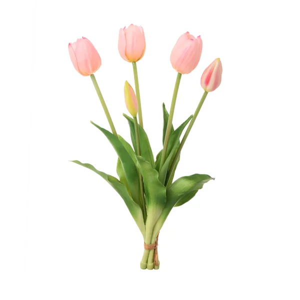 Sztuczne Tulipany Kwiaty Izolowane Białym Tle — Zdjęcie stockowe