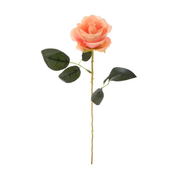 Fleur Rose Artificielle Isolée Sur Fond Blanc — Photo
