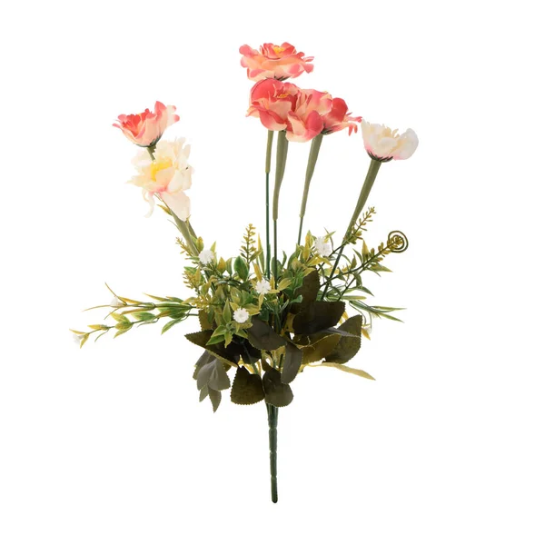 Kunstmatige Rozen Bloemen Geïsoleerd Witte Achtergrond — Stockfoto