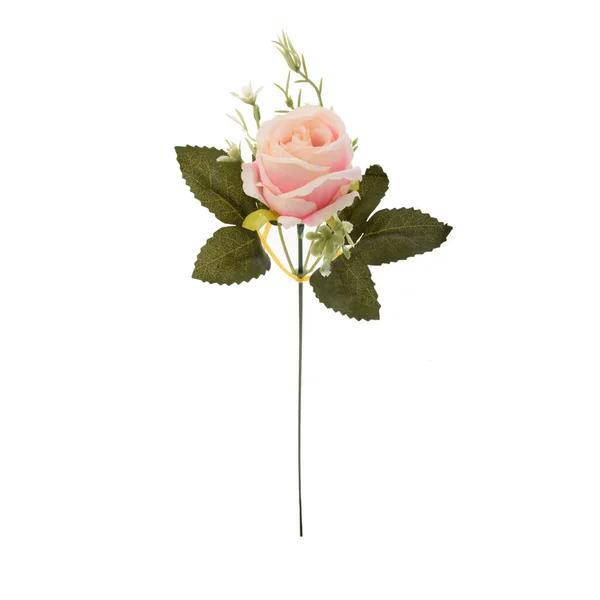 Rosa Artificiale Fiore Isolato Sfondo Bianco — Foto Stock