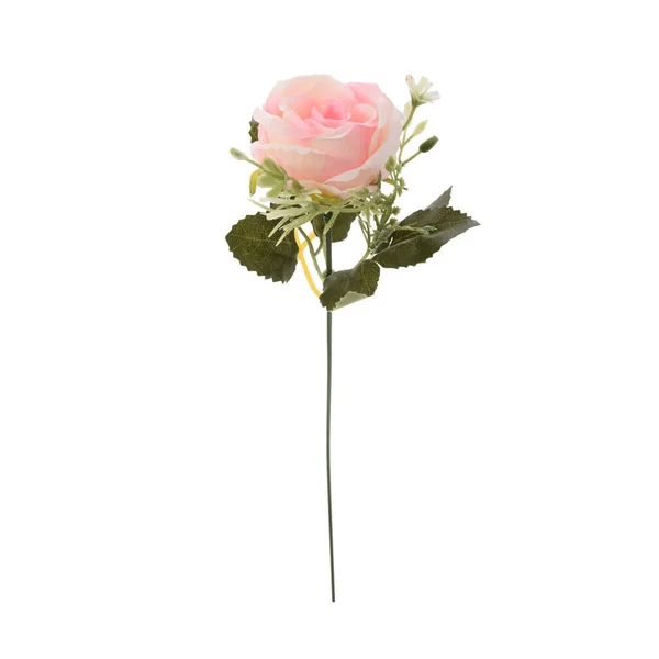 Rosa Artificiale Fiore Isolato Sfondo Bianco — Foto Stock