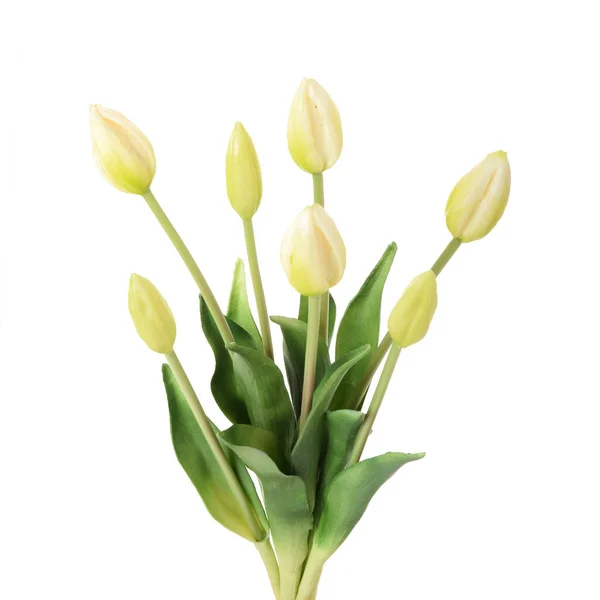 Kunstmatige Tulpen Bloemen Geïsoleerd Witte Achtergrond — Stockfoto