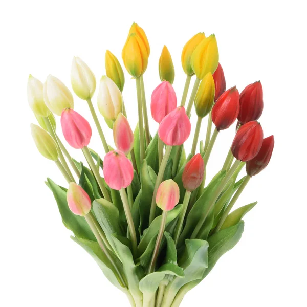 Künstliche Tulpen Blumen Isoliert Auf Weißem Hintergrund — Stockfoto