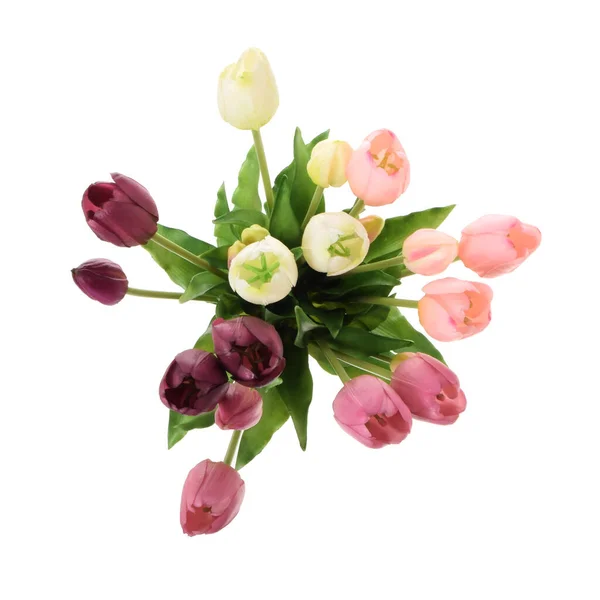 Künstliche Tulpen Blumen Isoliert Auf Weißem Hintergrund — Stockfoto