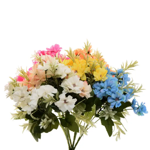 Barevné Umělé Květiny Izolované Bílém Pozadí — Stock fotografie