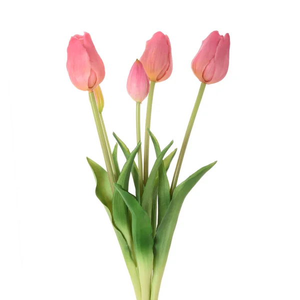 Tulipanes Artificiales Flores Aisladas Sobre Fondo Blanco — Foto de Stock