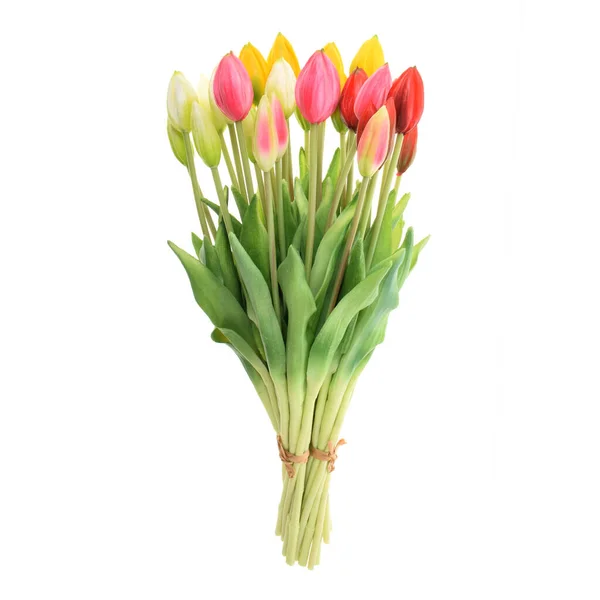 Künstliche Tulpen Blumen Isoliert Auf Weißem Hintergrund — Stockfoto