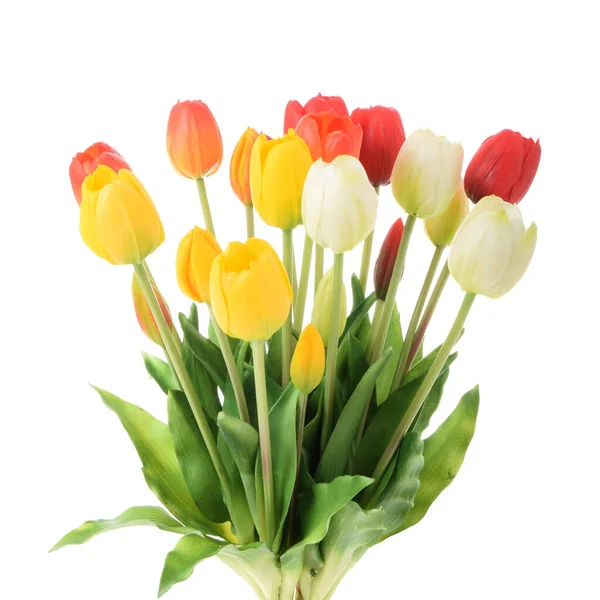 Tulipanes Artificiales Flores Aisladas Sobre Fondo Blanco — Foto de Stock