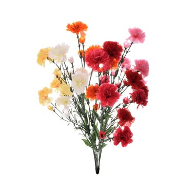 beyaz arkaplanda izole edilmiş yapay karanfil çiçekleri  