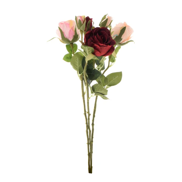 Color Rosas Artificiales Flores Aisladas Sobre Fondo Blanco Imagen de archivo