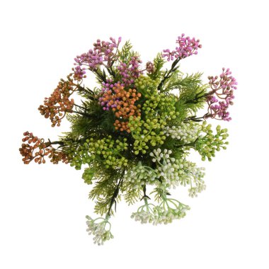 beyaz arkaplanda izole edilmiş yapay çiçekler  