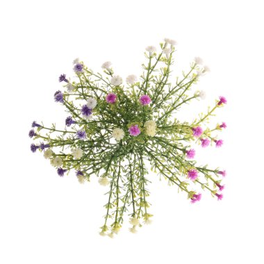 beyaz arkaplanda izole edilmiş yapay çiçekler  