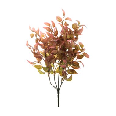 Beyaz arkaplanda izole edilmiş yapay bitkilerin renk dalları   