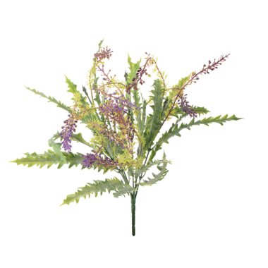 Beyaz arkaplanda izole edilmiş yapay bitkilerin renk dalları   