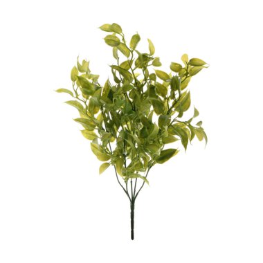 Beyaz arkaplanda izole edilmiş yapay bitkilerin renk dalları   