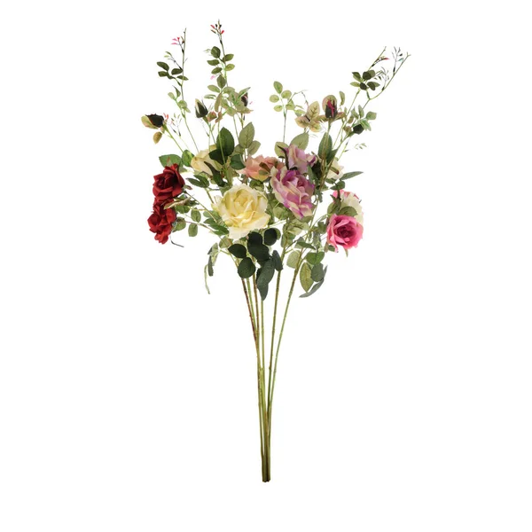 Кольорові Штучні Квіти Троянд Ізольовані Білому Тлі — стокове фото