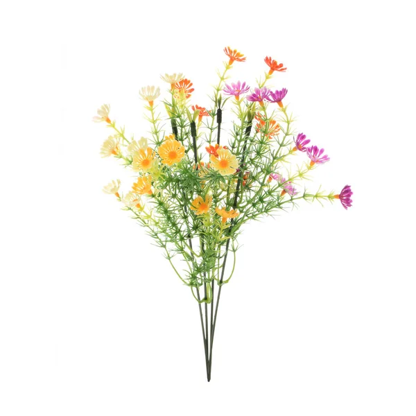 Farbe Künstliche Blumen Isoliert Auf Weißem Hintergrund — Stockfoto