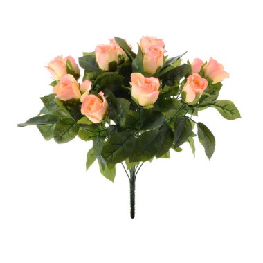 Arka planda bir buket gül ve yeşil yapraklar var.