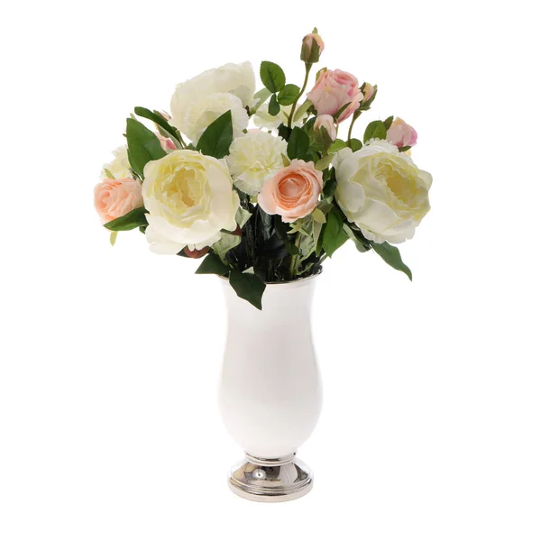 Bouquet Flowers Vase Isolated White Background — Stock Photo, Image