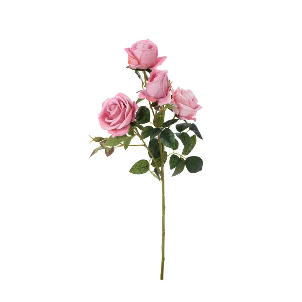 Sztuczne Róże Kwiaty Odizolowane Białe Tło — Zdjęcie stockowe