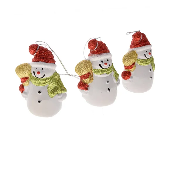 Sneeuwpoppen Kerst Decoratie Geïsoleerd Witte Achtergrond — Stockfoto