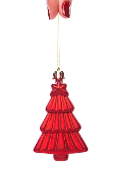 Kırmızı Noel ağacı dekor oyuncak küçük köknar ağacı şeklinde 