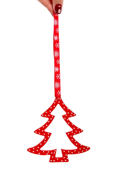 ahşap Noel ağacı dekoratif oyuncak kırmızı Göknar