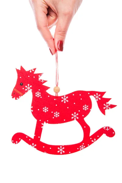 Noel ağacı dekoratif oyuncak kırmızı sallanan at