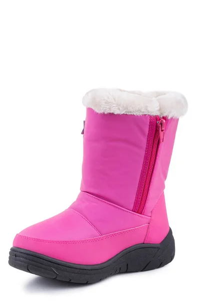 En rosa småbarn flicka höst vinter textil demi säsong boot — Stockfoto