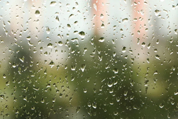Вид Окна Офиса Дождливую Погоду Улицы Города — стоковое фото